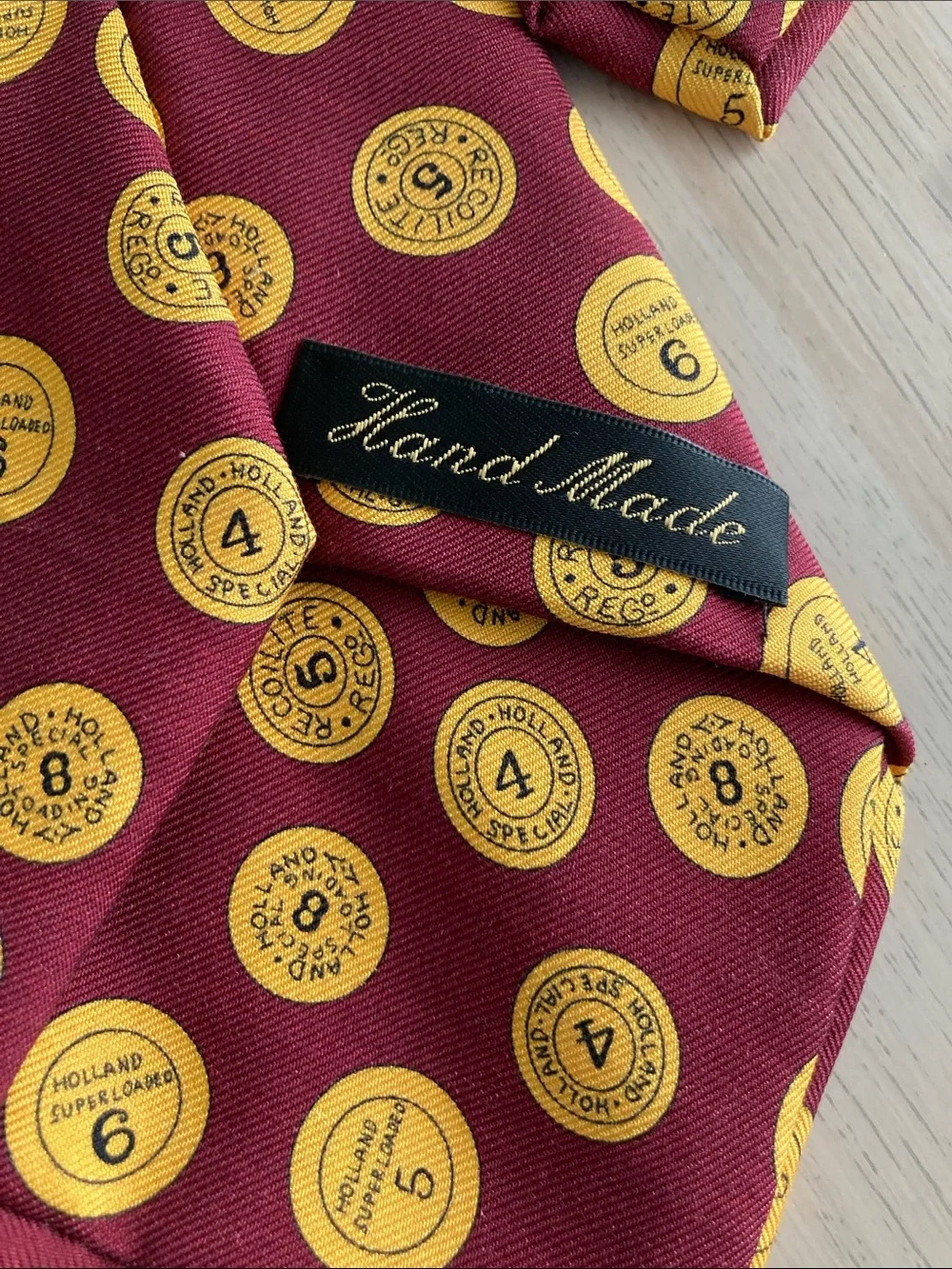 Holland & Holland London CLARET 36OZ CARTRIDGE CAP SILK TIE Handmade